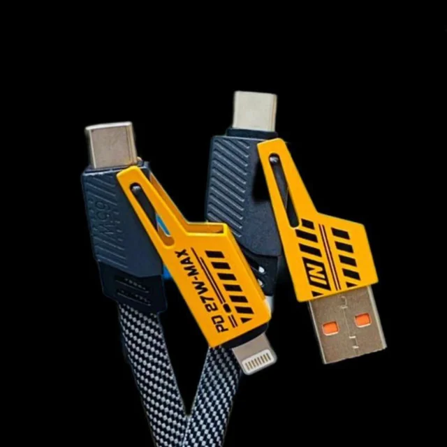 کابل تبدیل USB/USB-C به لایتنینگ/USB-C اچ تی ام مدل 4in1 طول 1.2 متر 101807946